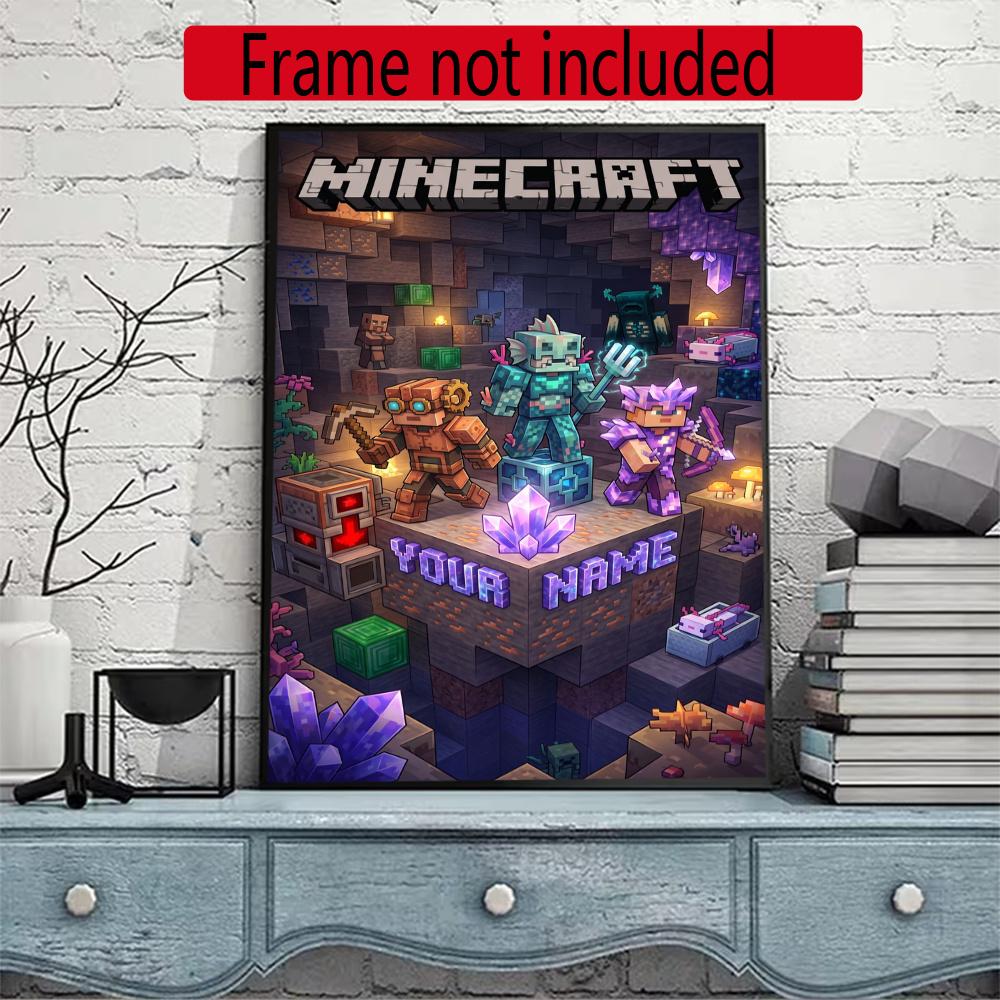 Minecraft Personalized Name Round Diamond Painting Kit Diamond Embroidery Painting Rhinestones Mosaic Frameless Handwork Decoration Arts