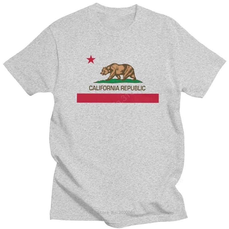 Modny T-shirt z Flagą Republiki Kalifornii Unisex Krótki Rękaw 1846 Flaga Stanu Kalifornia T-shirt z Niedźwiedziem Czysta Bawełna Letnie Koszulki