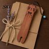 Cat Shaped Bookmark Wooden Cartoon Bookmarks for Book Lovers, Natural Wood Marker, Cute Literary Kitten Art Craft Bookmark, Vintage Gift Women