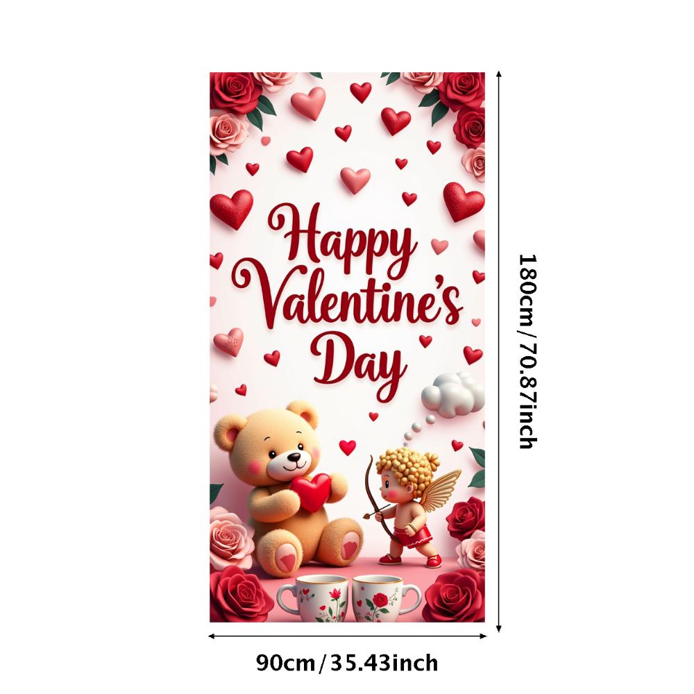 Valentine's Day Banner Backdrop Romantic Decorations Heart Background Red Love Celebration Photography Prop Party Supplies