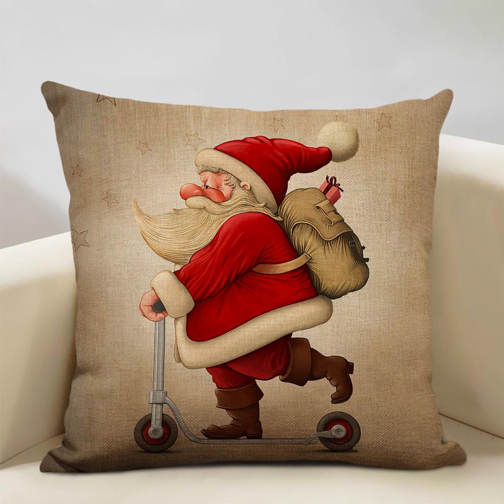 Christmas Decorative Cushion Cover Santa Claus Snowman Pillow Case 45x45cm Pillowcase Happy New Year Home Decor