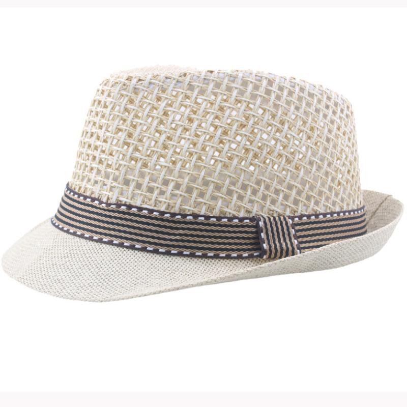 HT3136 New Fashion Parent-child Summer Hat Fedoras Breathable Straw Hat Men Women Beach Cap Kids Trilby Fedora Jazz Beach Hat