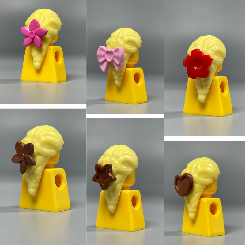 MOC Blocks Female Girl Ponytail Hairs Accessories Bow Assembled Particles Construction Bricks Children's Playthings Plastic Material Dolls