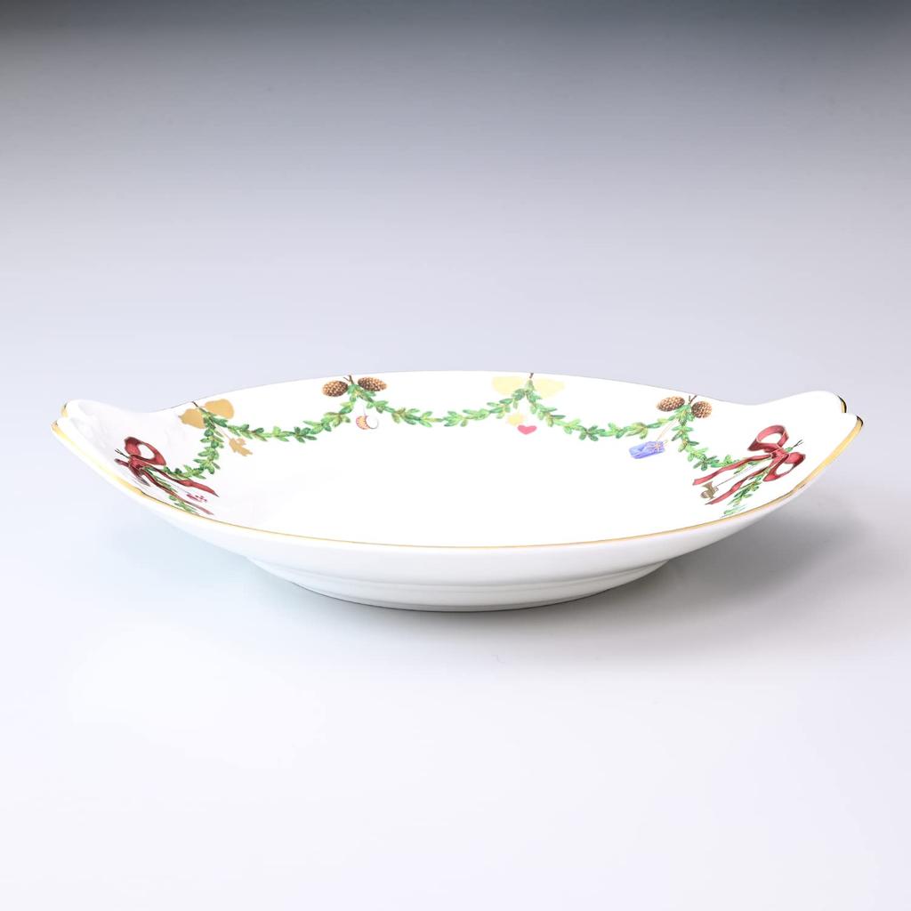 Royal Copenhagen Star Fluted Christmas Cake Dish, Deep Plate, 28cm x 25cm, 2503422 [Parallel Import]