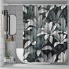 1pc black and gray tropical leaf pattern shower curtain, polyester fabric, machine washable, suitable for bathroom decoration
