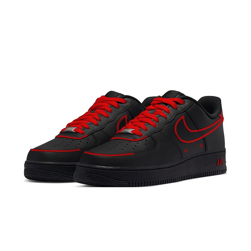Nike Air Force 1 Rutschfest, Abriebfest, Leicht Niedrig geschnittene Skateboard-Schuhe Unisex Schwarz Rot CW2288-001(Team598-)
