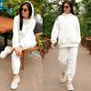 Women's Autumn/Winter Fashion Solid Color Hooded Sweatshirt Casual Two-Piece Set