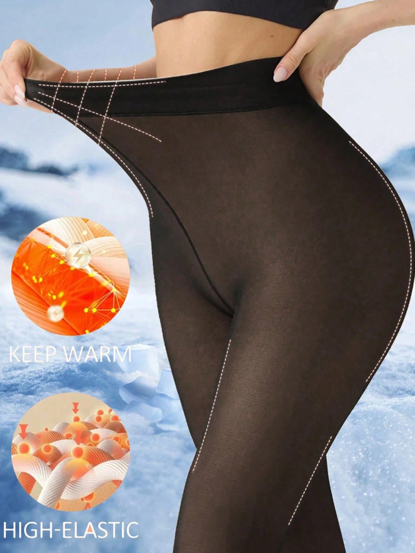 Women S Fleece Lined Thermal Tights High Waist Warm Opaque Pantyhose For Cold Winter Daily Outdoor Casual Outfit S
