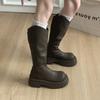 Thick-soled Long Tube Tall Boots Women's Summer 2025 New Autumn Brown Maillard Western Cowboy Thin Boots Knight Boots