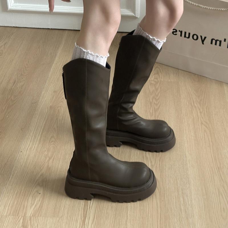 Thick-soled Long Tube Tall Boots Women's Summer 2025 New Autumn Brown Maillard Western Cowboy Thin Boots Knight Boots