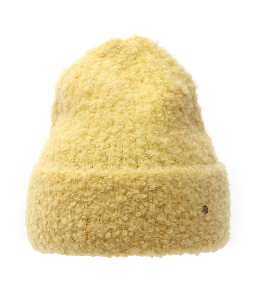 Eondeokeonteulolseutyudio Boucle Winter Beanie Fluffy Beanie / Mohair Boucle / Lemon