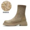 Skinny Korean version round head suede short boots women's socks boots thick-soled muffin bottom elastic thin boots autumn and winter new Martin boots