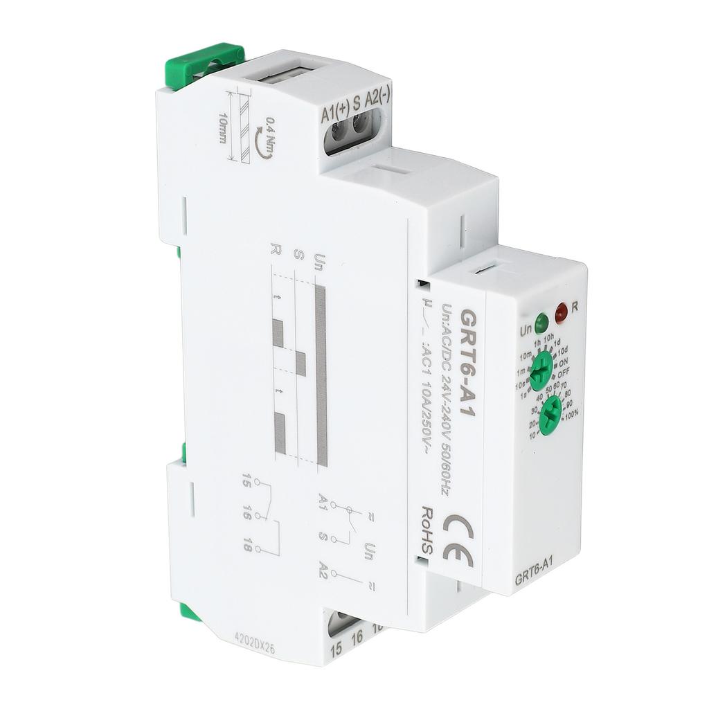 Single Function Time Relay GRT6A1 1xSPDT 0.1s 10 Days DIN Rail Mounting Timer Relay
