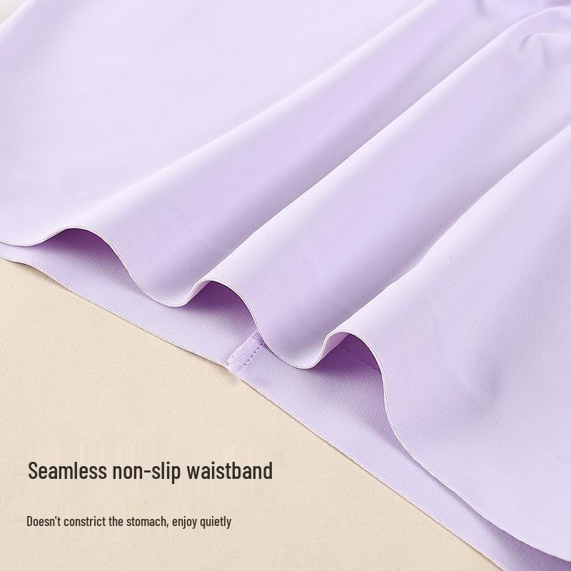 Ice Silk Seamless Mid-Waist Boyleg Underwear: Breathable Cotton Crotch, Plus Size, Women's Anti-Exposure Safety Shorts