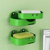 Cute Frog Design Soap Dish Wall Mounted Soap Tray Creative Drain Soap Storage Box  Bathroom