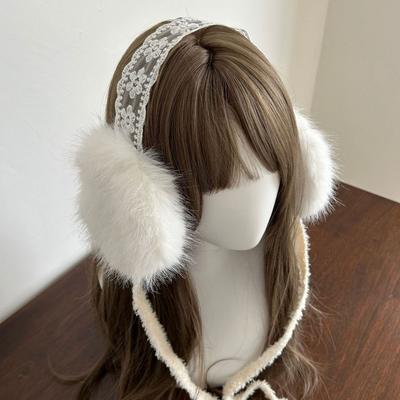 Lace Design Cold Proof Earmuffs Plush Material Windproof Earmuffs Plush Earmuffs  Winter Season