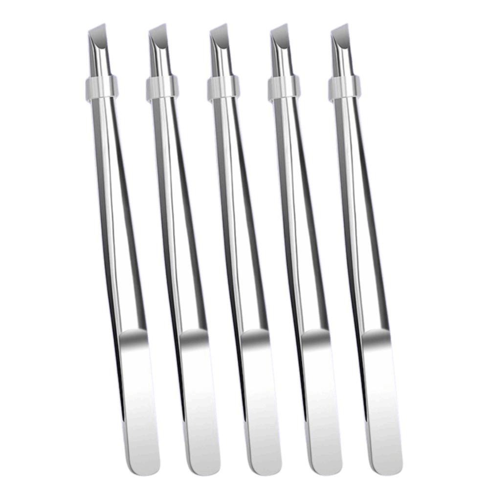 

High Precision Facial Hair Tweezers Flat Slant Tip Multifunction Tweezers Face Hair Removal 5PCS