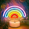 3D Acrylic Desktop Rainbow Night Light with Base Rainbow-shaped Neon Light  Holiday Decoration
