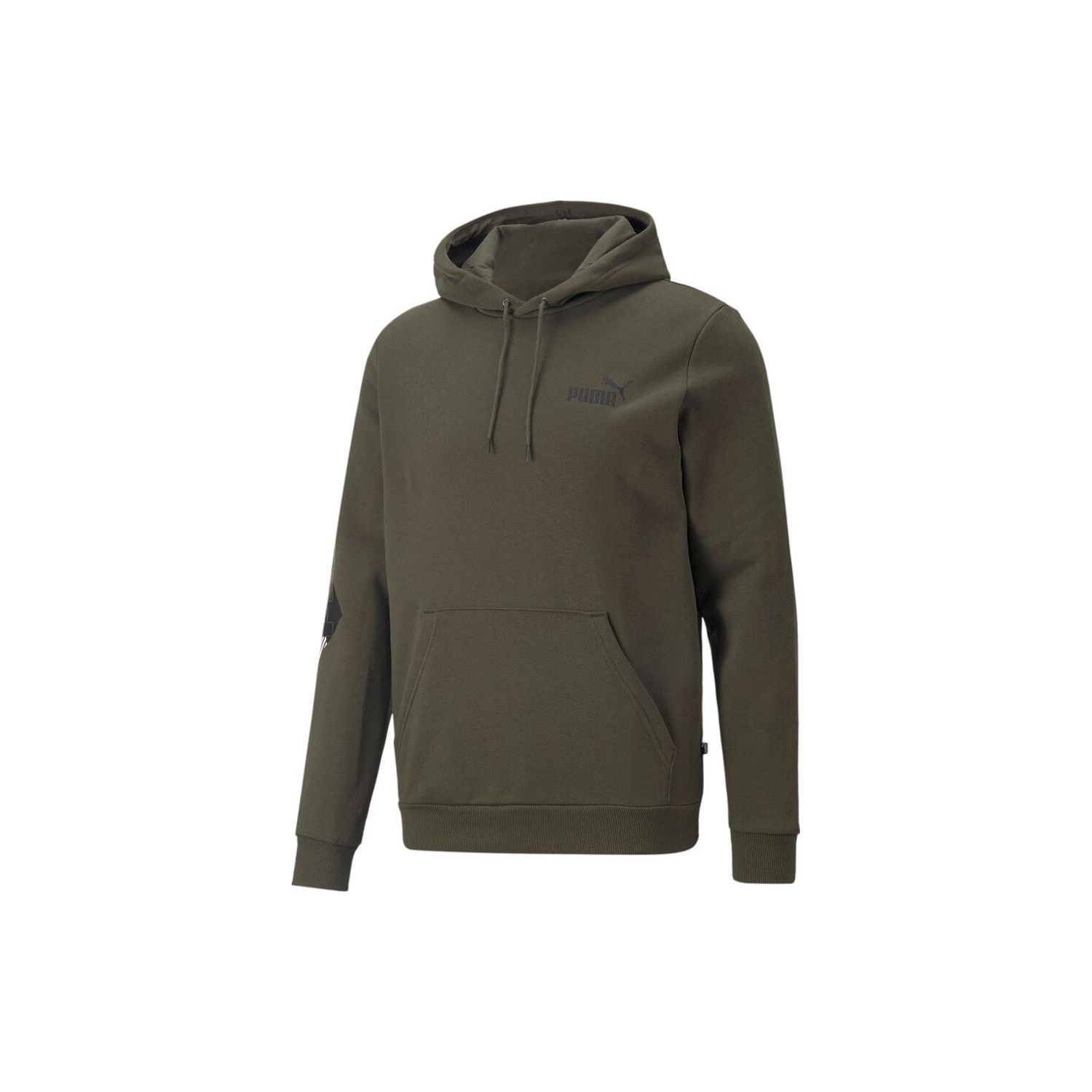 

Puma Логотип Узор Повседневная Толстовка с капюшоном и длинными рукавами Мужская толстовка Оливково-зеленый 849793-70 XS