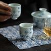 Underglaze Hand-painted Bamboo Cover Bowl Tea Set Fabric Tea Bag Kung Fu Tea Set Travel Portable Office