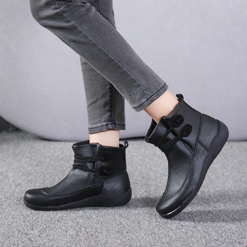 Wish2025 British Style Tooling Martin Boots Women's Large Size High-top Short Boots Women's Boots Spot