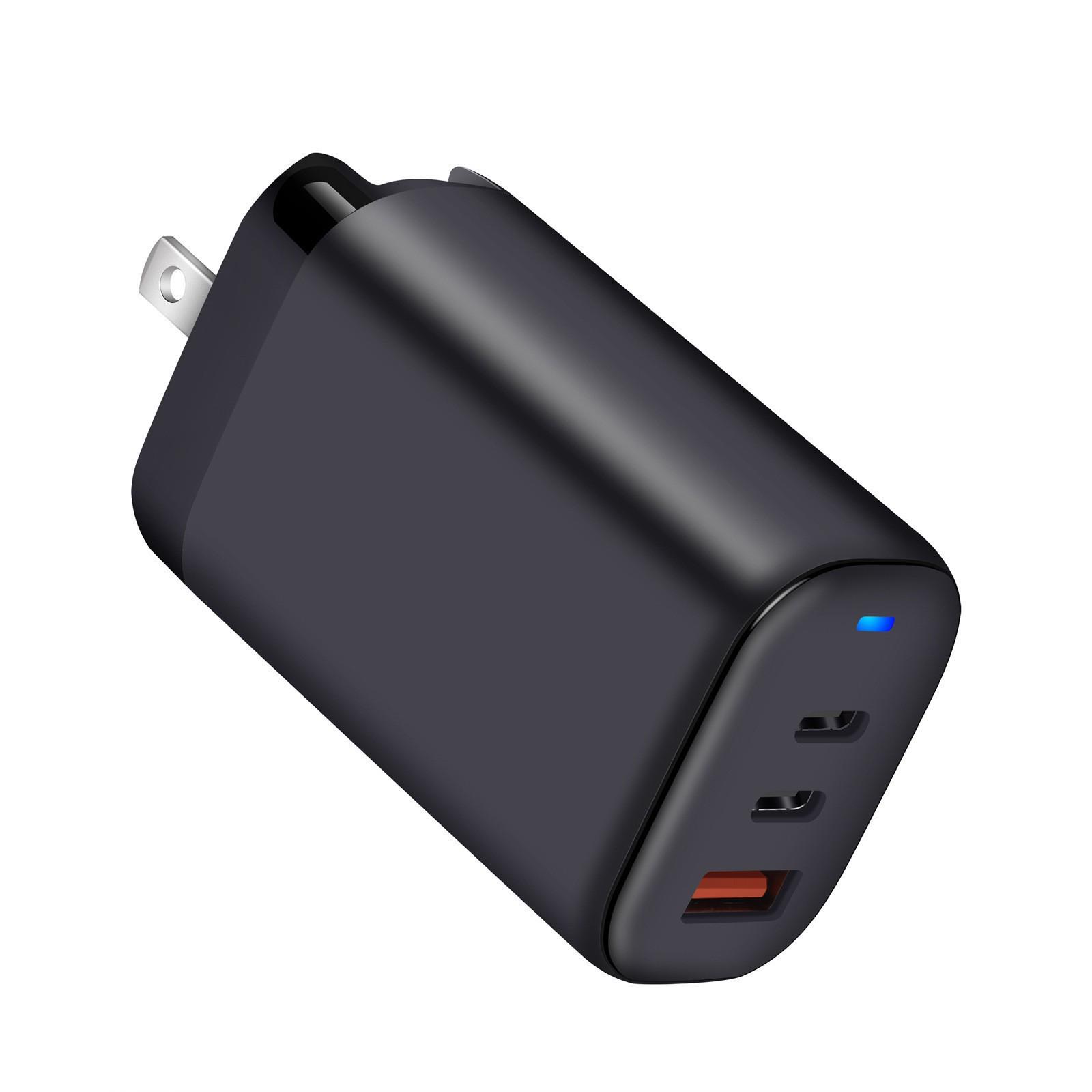 

65W GaN Dual USB-C + A Charger with Replaceable Plug UK Plug білий