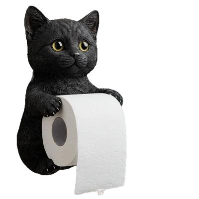 Porta Papel Higiênico Decorativo de Gato Montado na Parede para Banheiro