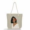 Multifunctional Black Girl Printed Thick Rope Shoulder Beach Bag Casual Large Capacity Handbag 0105