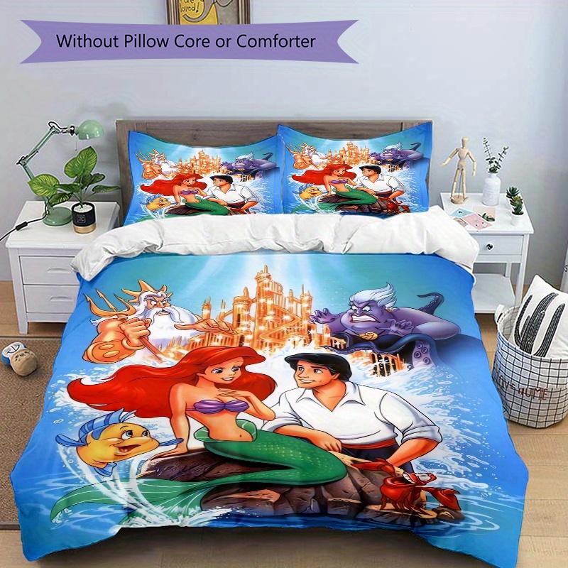3pcs Princess Ariel The Little Mermaid Underwater Bedding Set Includes Quilt Cover and Pillowcases, Suitable for All Seasons S083