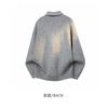 Men Casual Business Loose Long Sleeve Turn Down Collar V Neck Knit Polo Sweater
