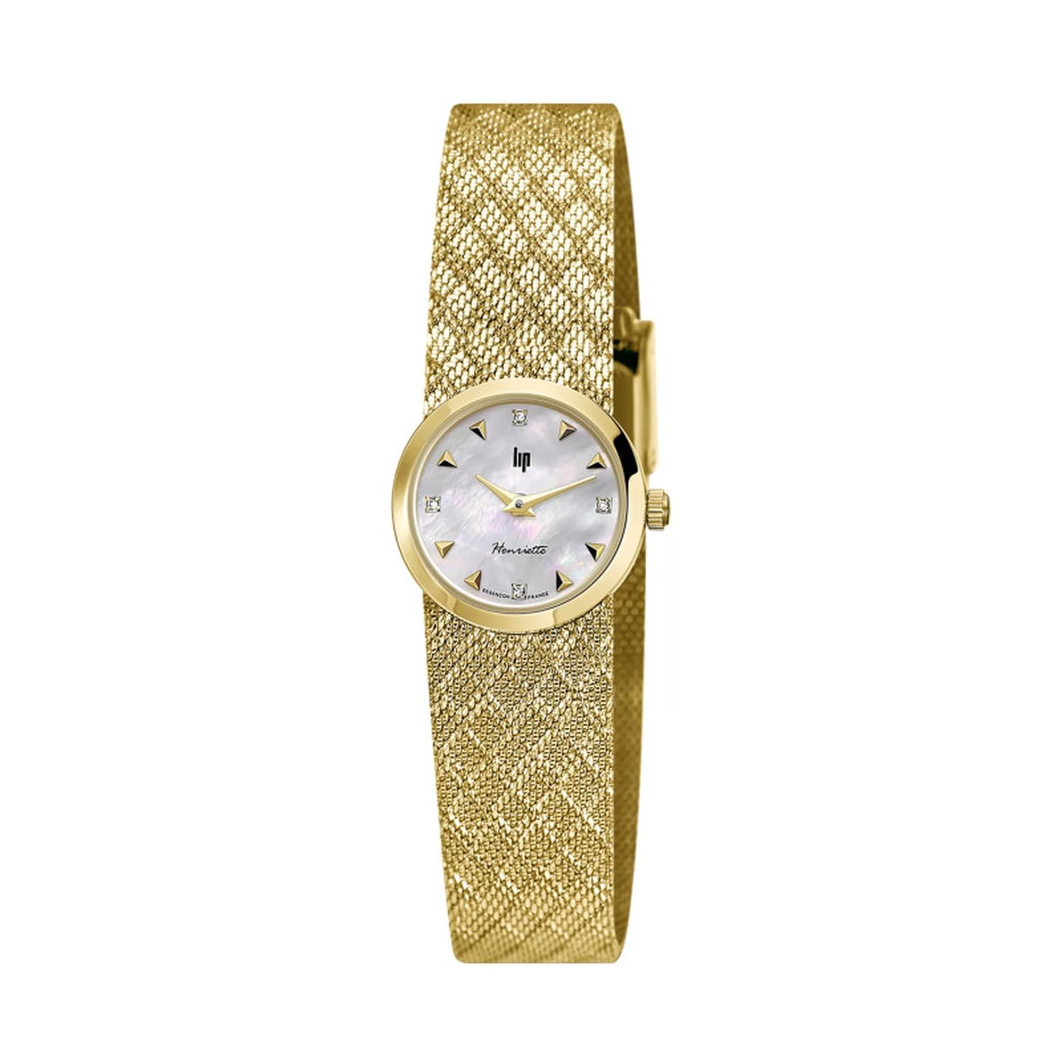

Authorized Distributor Lip Watch Ladies Henriette 671453 Pearl White 22mm Gold Mesh [LIP] [HENRIETTE]