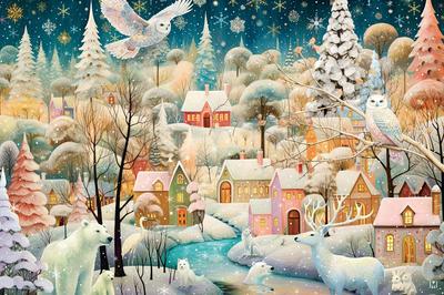 Yanoman [Made In Japan] 1000-Piece Jigsaw Puzzle Winter Wonderland (50x75cm) 10-1497 Includes a Piece Request Postcard, Adhesive, a Spatula, a