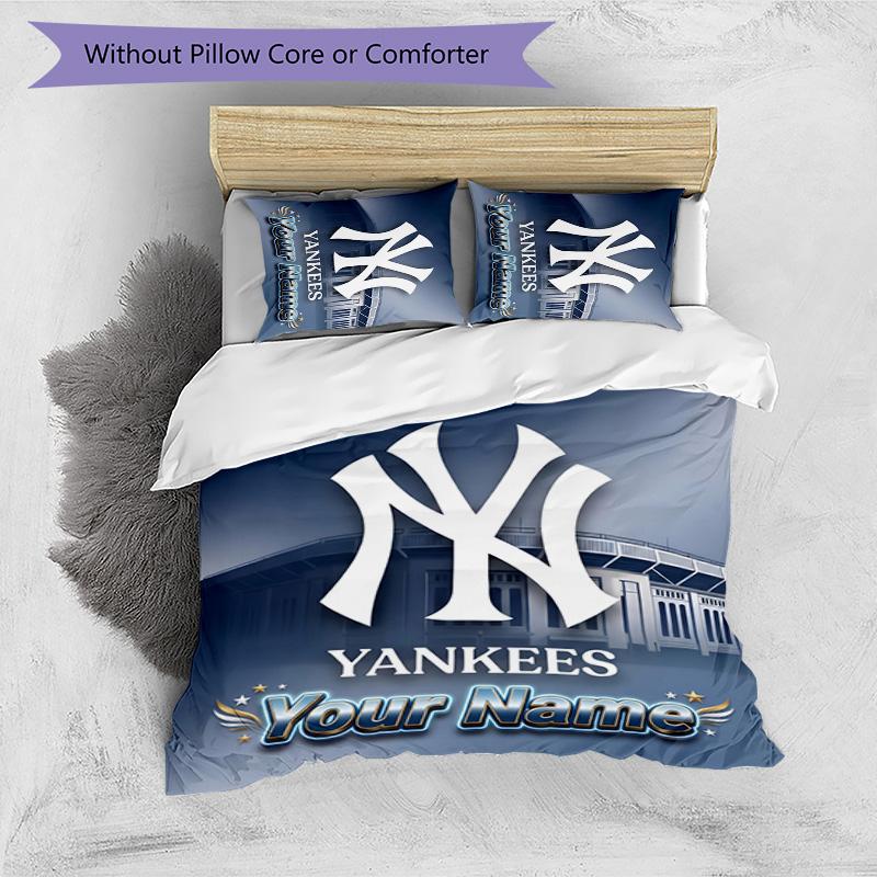 3pcs New York Yankees Cover Set - Personalized Name, HD Printed Bedding with 1 Cover and 2 Pillowcases - Perfect for Home Decor, Easy Care
