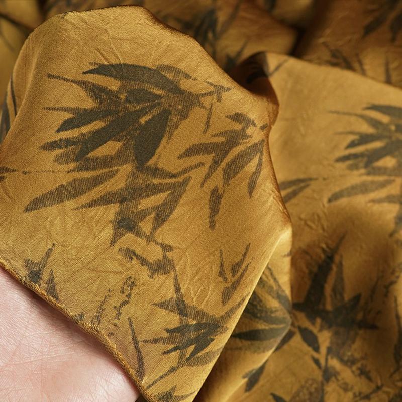 Chinese Style Bamboo Pattern Bronze Satin Brocade Fabric Imitation Acetic Acid Fabric For Diy Sewing Dress Cheongsam Hanfu