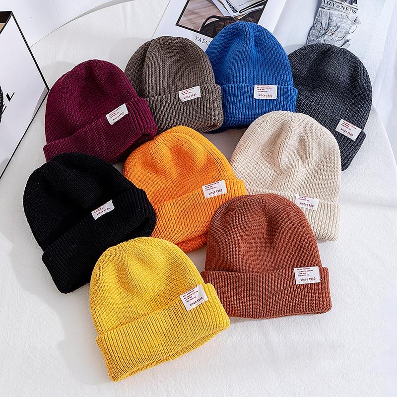 Women's Winter Hats Casual Candy Color Beanie For Female Streetwear Warm Knitted Hat Outdoor Knitted Hat