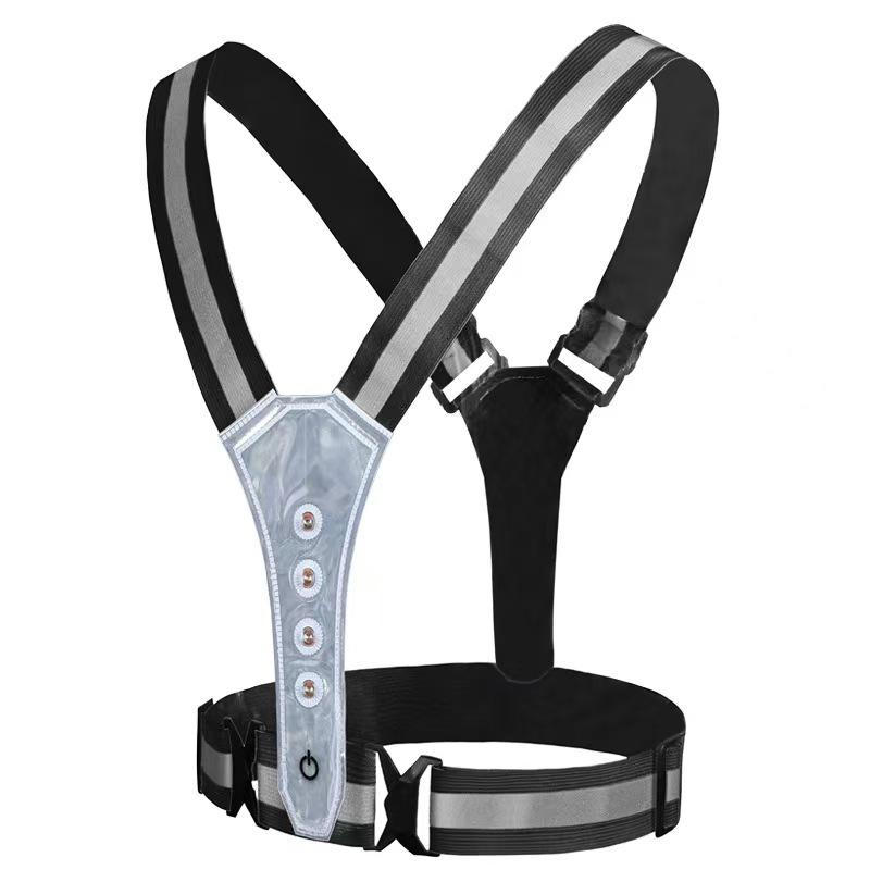 LED Adjustable Reflective Vest Running Equipment, 8-light High Visibility Reflective Running Equipment, Rechargeable