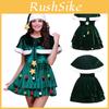 Gorgeous Women Christmas Tree Cosplay Costume Plus Size Xmas Dress Cloak Hat Party