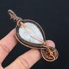 Rainbow Moonstone, Amber Handmade Copper Wire Wrap Pendant 3.74 S7a17