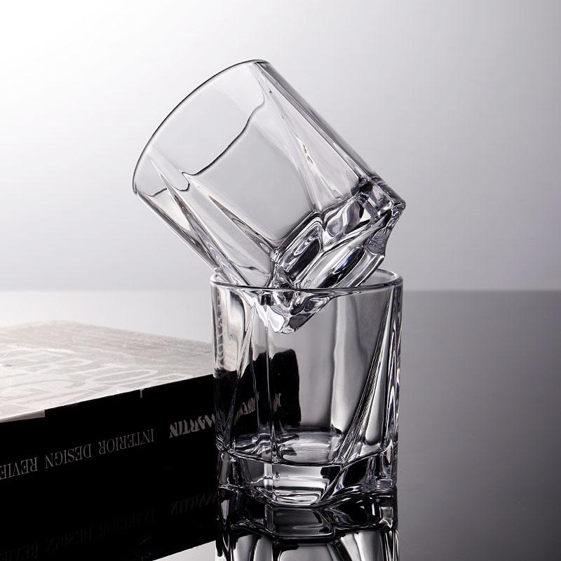 200ml Transparent Household Drinkware 2pcs Set Creative Thick Bottom Whiskey Glass Cocktail Brandy Foreign Wine Glasses Beer Cup