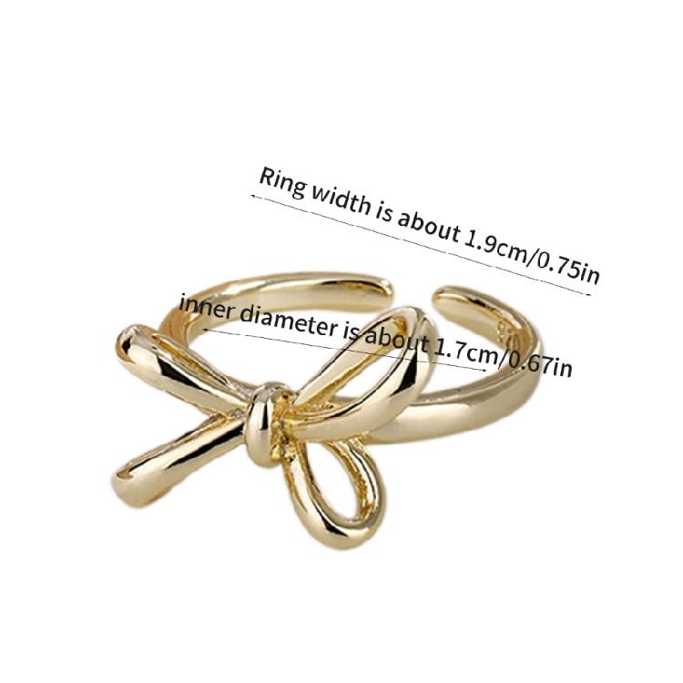 Set di Anelli Delicati a Fiocco con Anelli Aperti Rotondi Chic Accessorio Grazioso