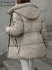 New Foreign Style Thick Cotton Coat for Women, Long Sleeve Hooded Padded Jacket, Slim Fit Fashion Outerwear