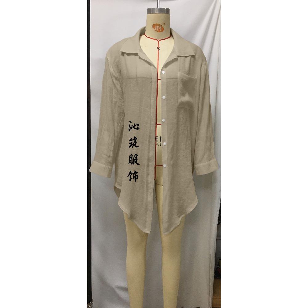 New Beach Blouse Bamboo Cotton Shirt-style Sunscreen Jacket Bikini Outer Cardigan Blouse