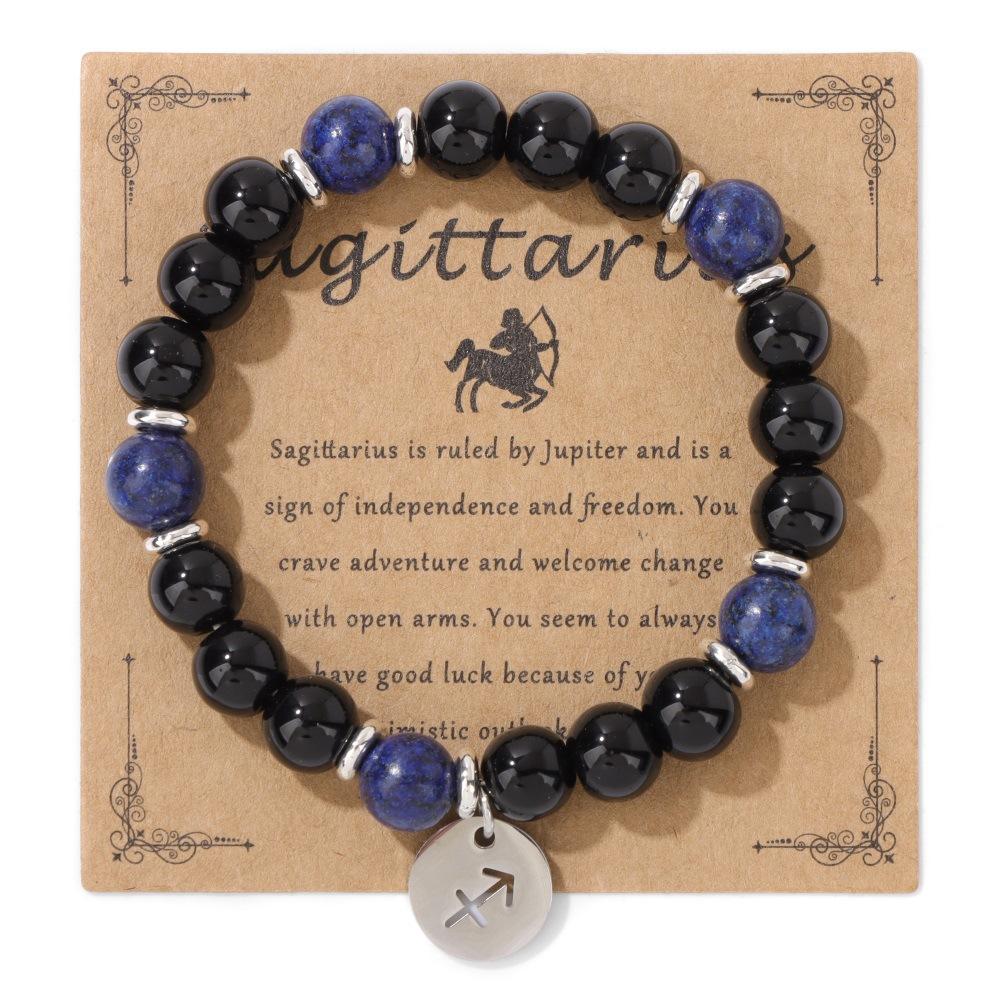 

JYL TS Bracelet Double-Layer Faceted Beaded Elegant Enhances Grace Sagittarius - black onyx laplazuli card - 17cm лиловый