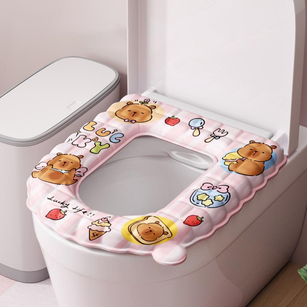 New Capybara Toilet Seat Cover U-Shaped Universal Toilet Lid Cushion Reusable Washable Toilet Pad Mat Toilet Accessories