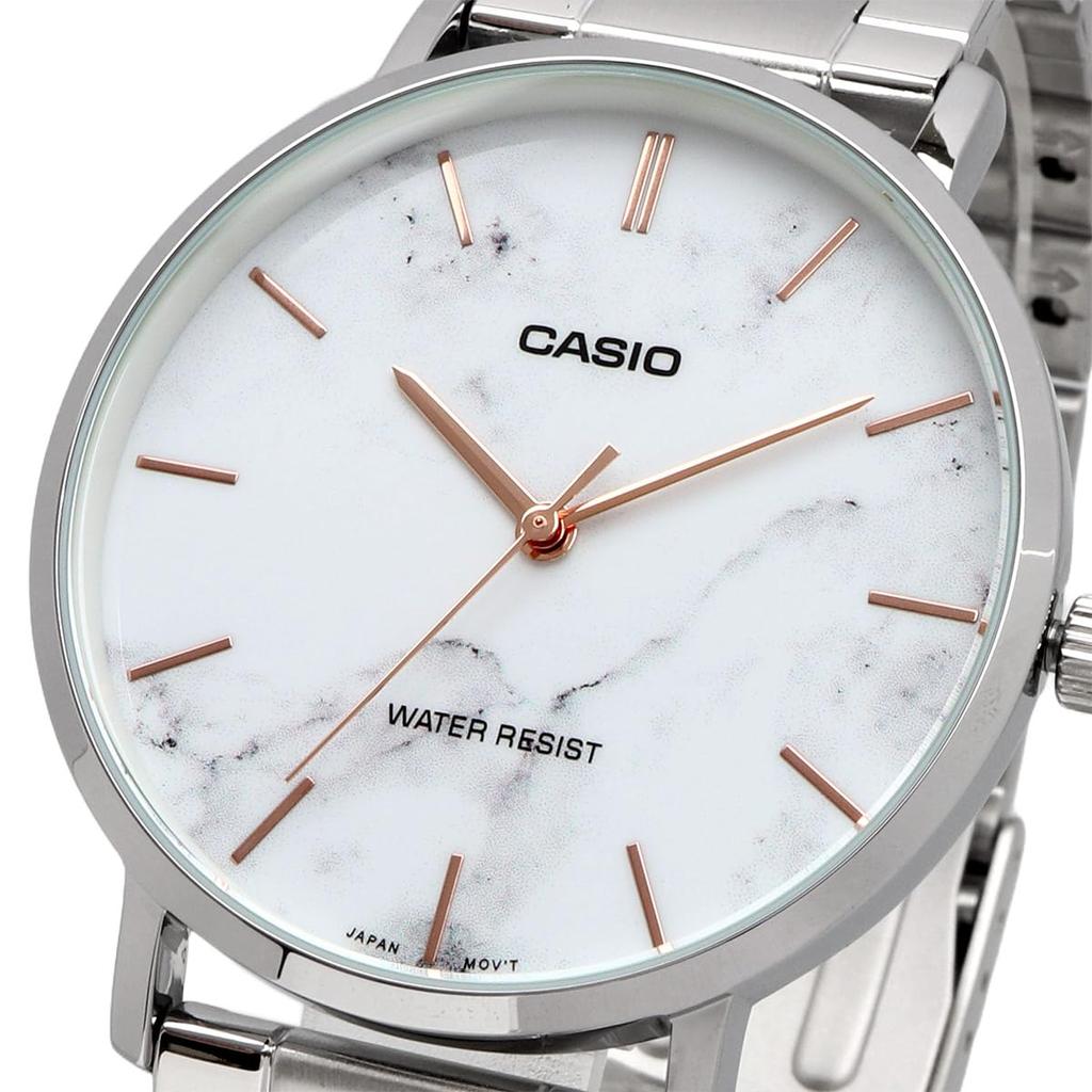 Casio Quartz Watch White Marble Metal Band Men's MTP-VT01DM-7A (Overseas Model) [Used]