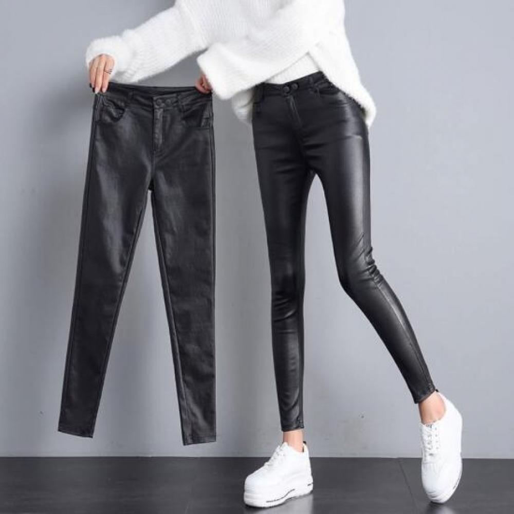 New Arrivals Open Run Women Slim Chic Glossy Black Skinny Pants