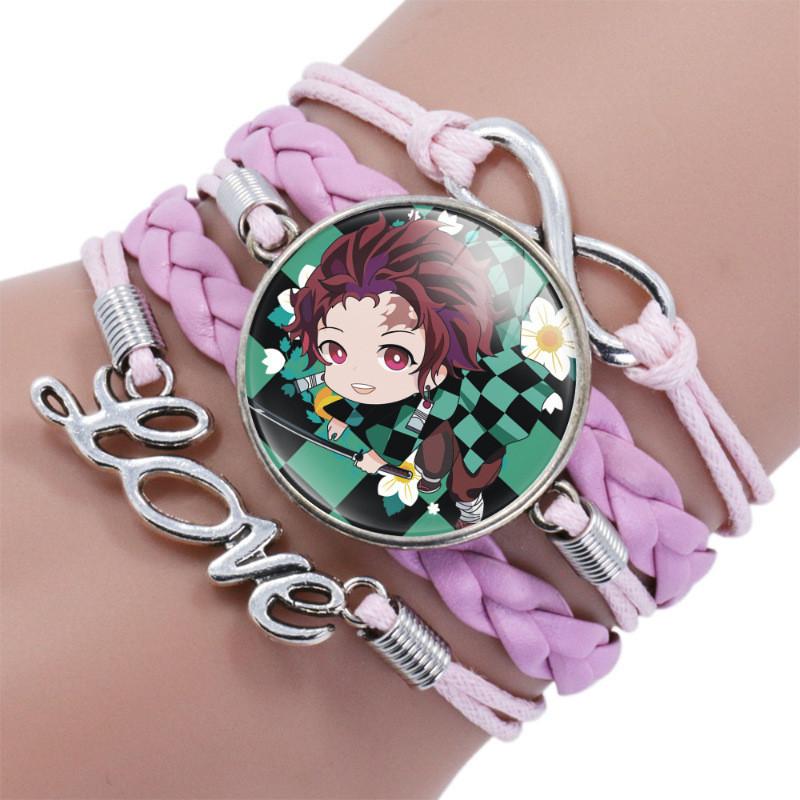 Slayer Demon Bracelet Alloy Glass Pendant Multilayer Woven Accessories Anime