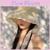 French Lace Trim Sun Hat For Women Summer Foldable Wide Brim Sun Protection Fashion Casual