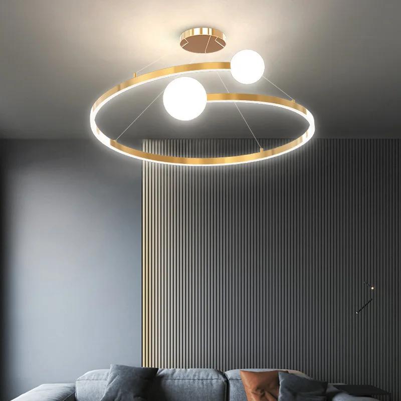 Nordic Creative Simple Ring Chandelier Red Bean Bubble Lamp for Living Room Bedroom Pendant Light LED Indoor Lighting Decor