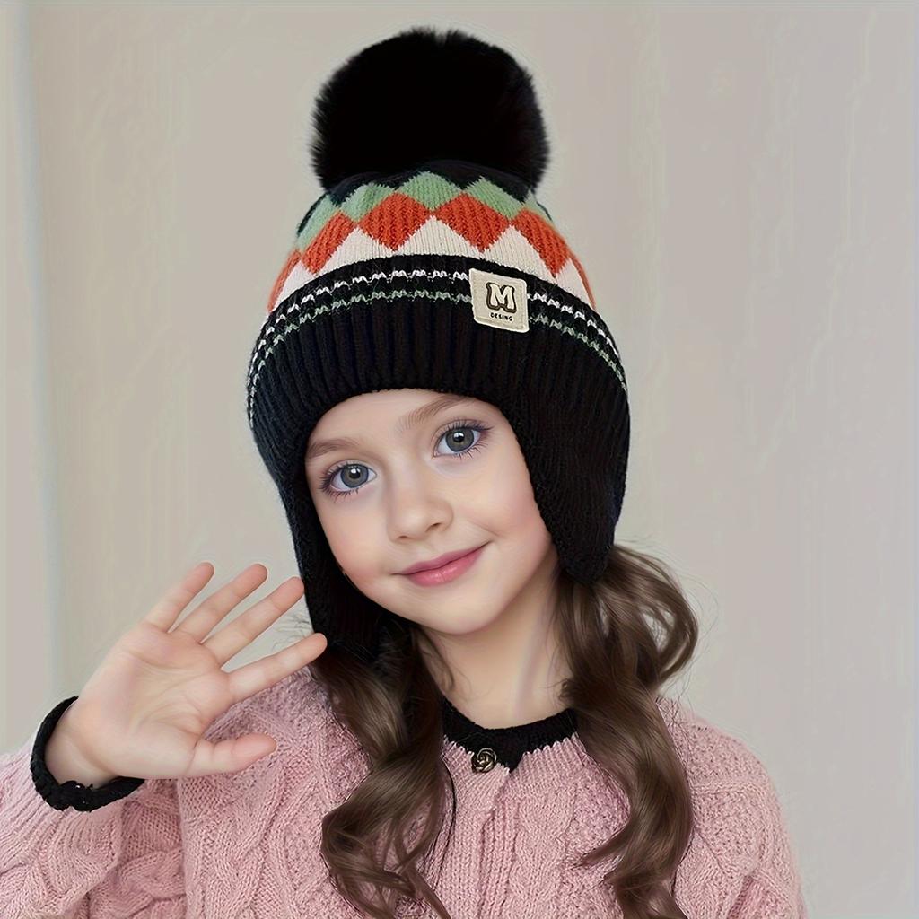 1 Winter Thickened Fleece-Lined Knit Hat for Kids, Unisex Warm Ear Protector, Suitable for Daily Wear, School, and Cycling,Thickened Winter Hat